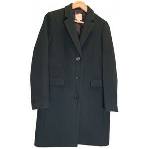 j.crew womens size 4 small long dark green teal wool long coat
